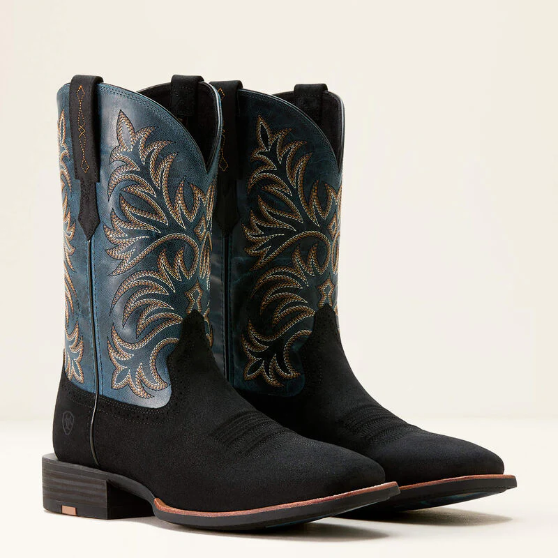 Ariat Men's Oakwood Western Boot - Black Suede - Image 6
