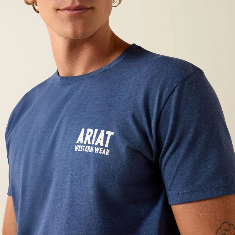 Ariat Men's Outline Shop Short Sleeve Tee Shirt - Navy Heather - Image 2