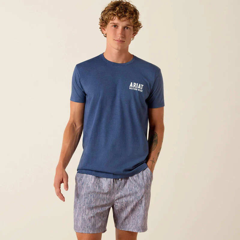 Ariat Men's Outline Shop Short Sleeve Tee Shirt - Navy Heather - Image 3