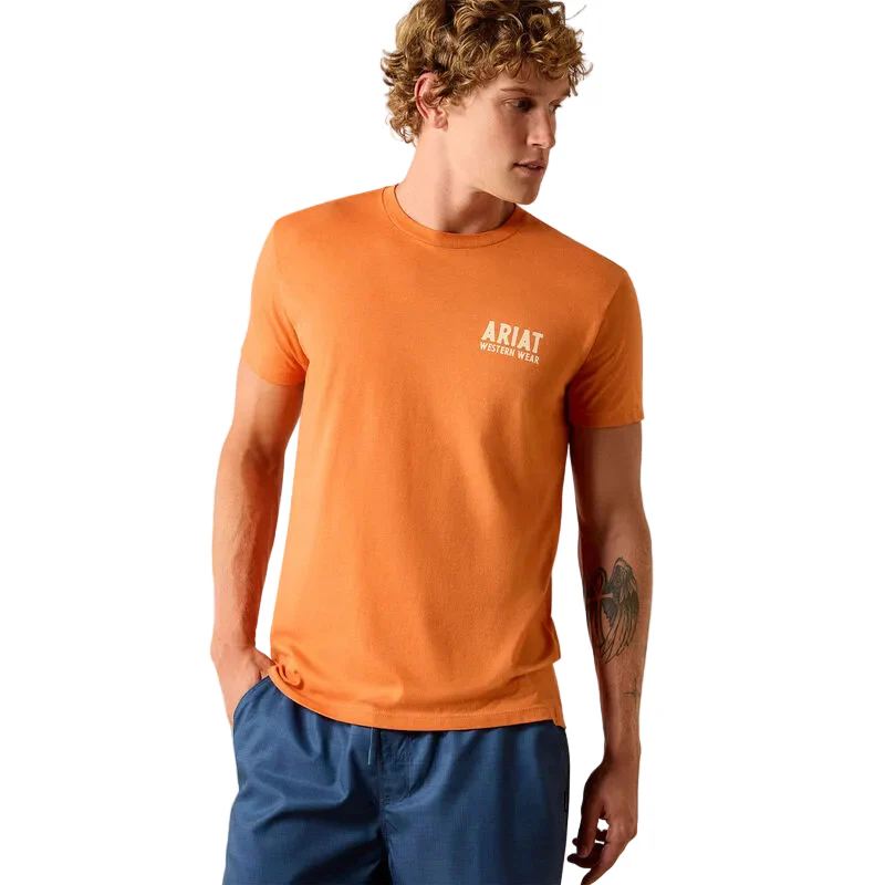 Ariat Men's Outline Shop Short Sleeve Tee Shirt - Papaya - Image 2