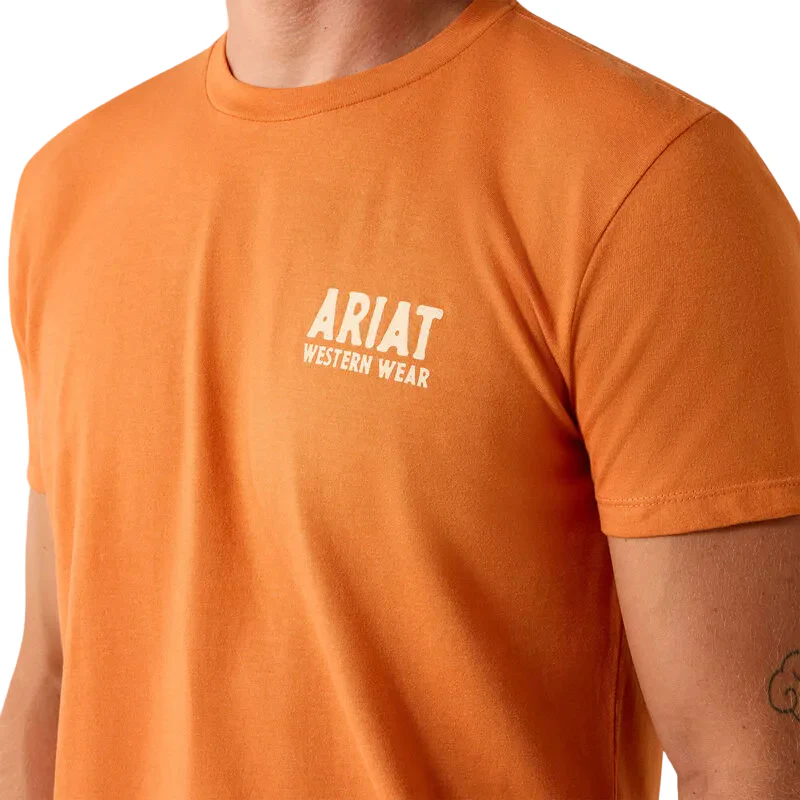 Ariat Men's Outline Shop Short Sleeve Tee Shirt - Papaya - Image 3