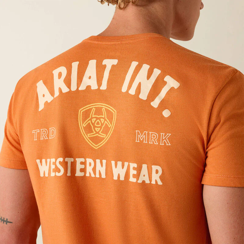 Ariat Men's Outline Shop Short Sleeve Tee Shirt - Papaya - Image 4