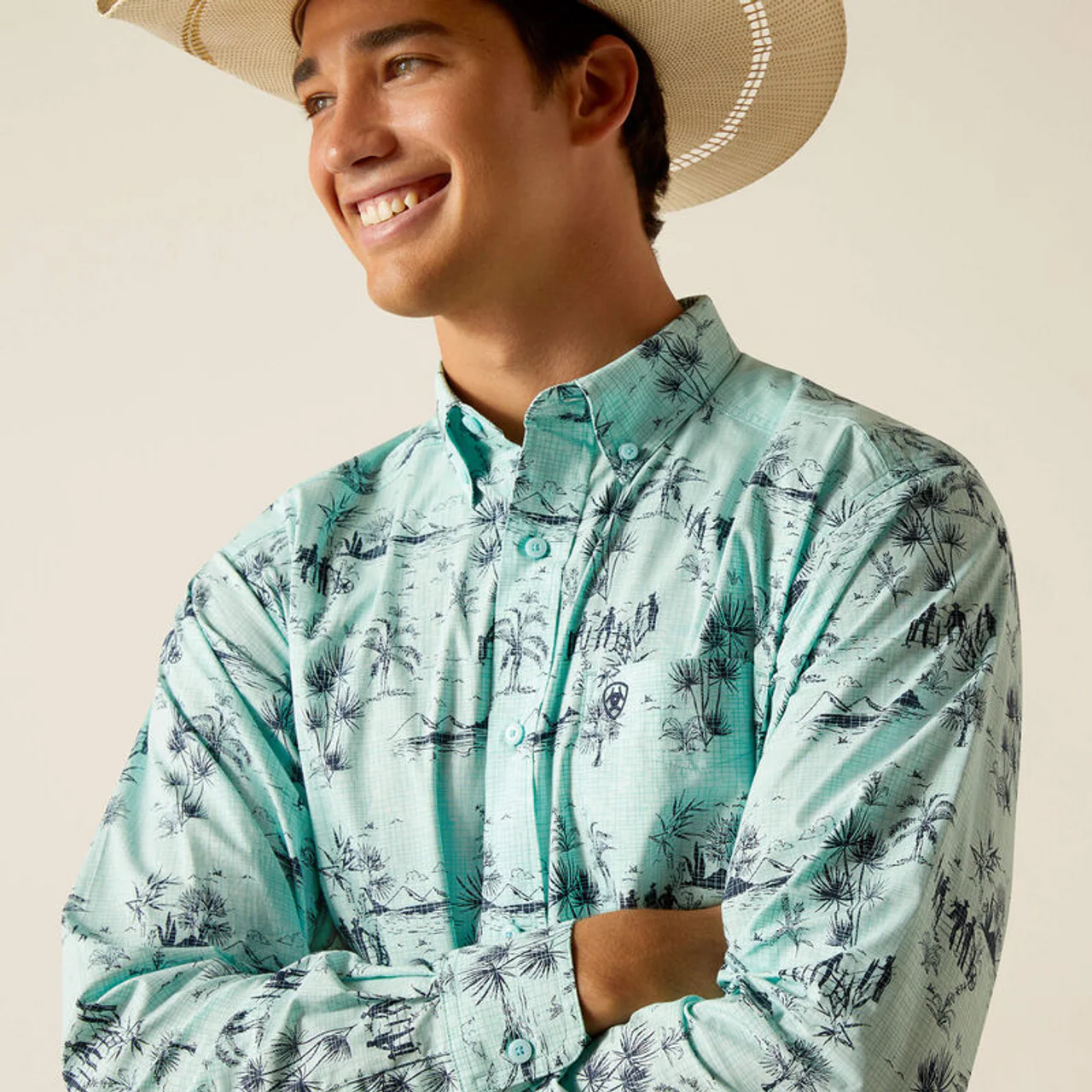 Ariat Men's Paxtyn Classic Fit Long Sleeve Shirt - Blue Tint - Image 3