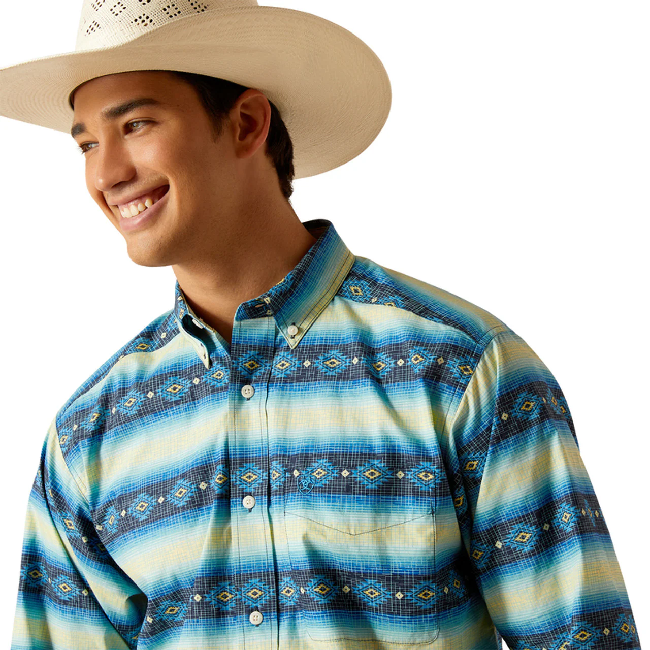 Ariat Men's Penn Long Sleeve Shirt - Blue - Image 4
