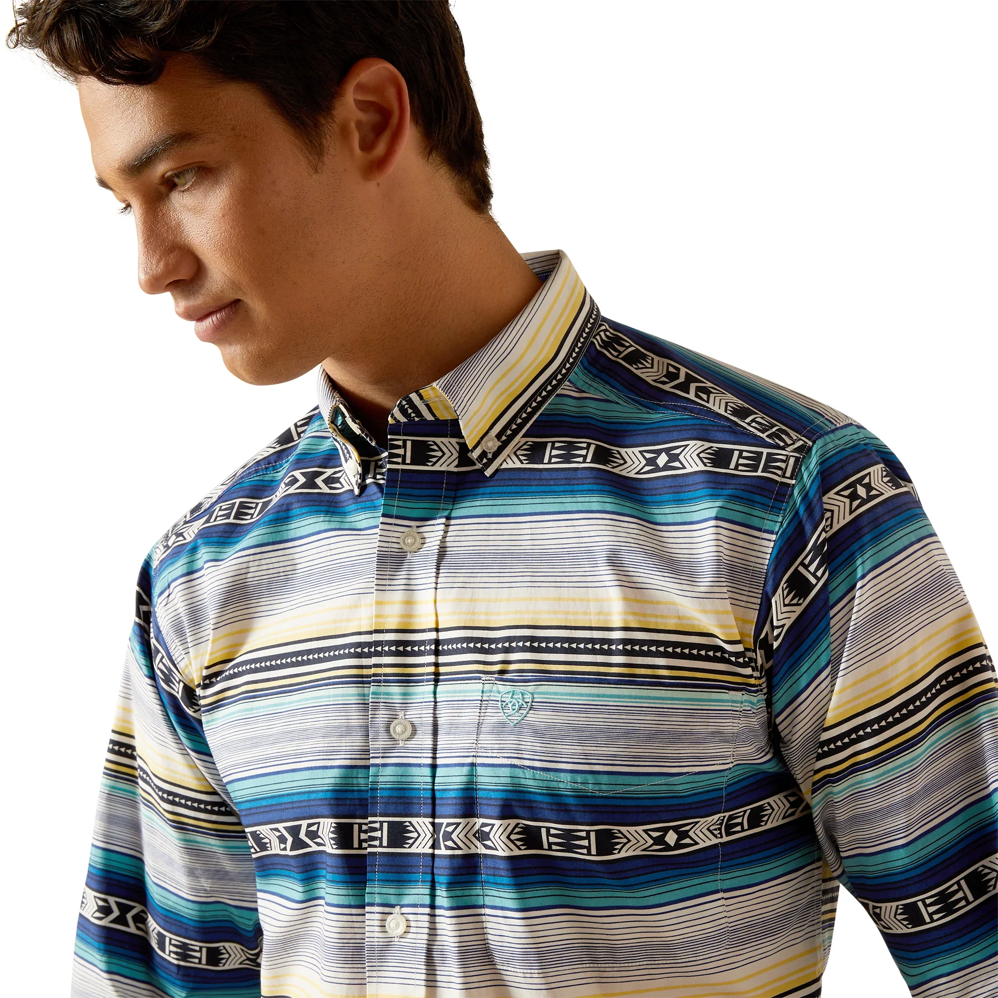 Ariat Men's Peter Fitted Long Sleeve Shirt - Blue - Image 2