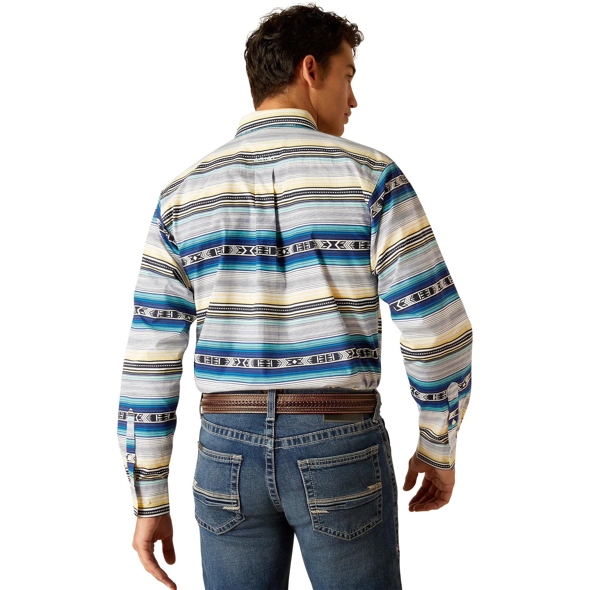 Ariat Men's Peter Fitted Long Sleeve Shirt - Blue - Image 4