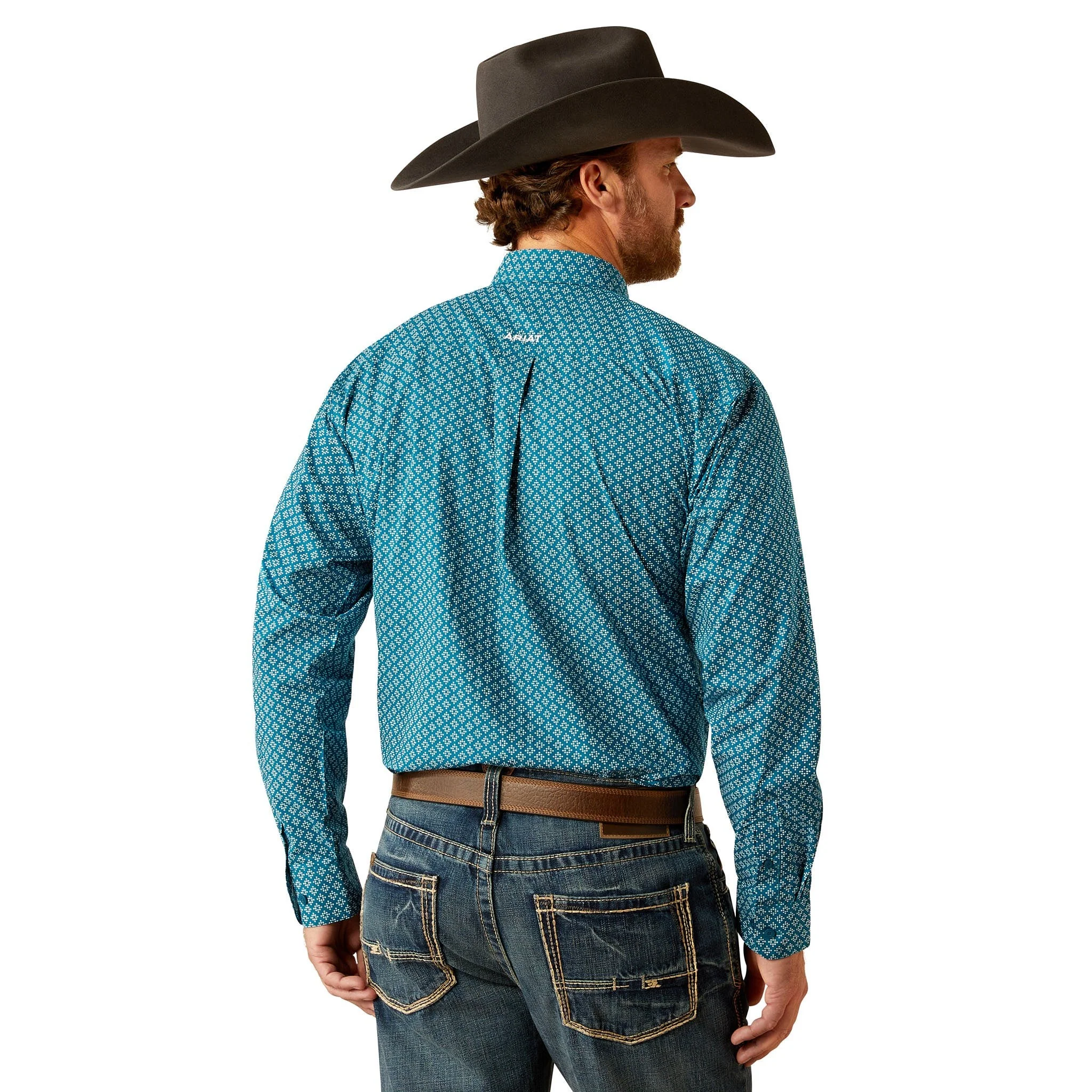Ariat Men's Petey Classic Fit Long Sleeve Shirt - Dark Teal - Image 2