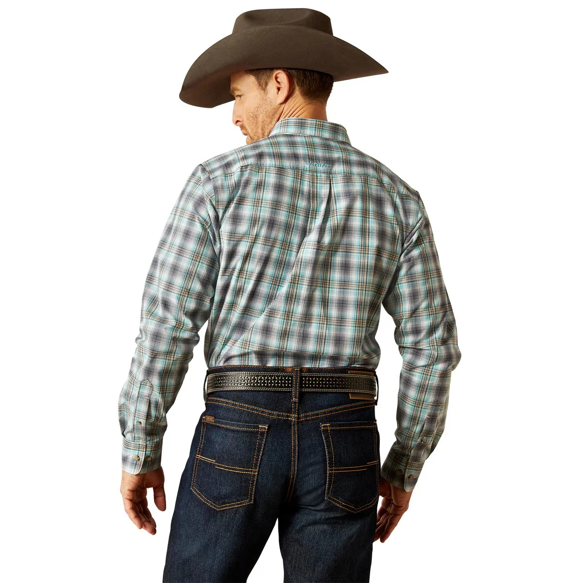 Ariat Men's Piers Fitted Long Sleeve Shirt - Teal - Image 3