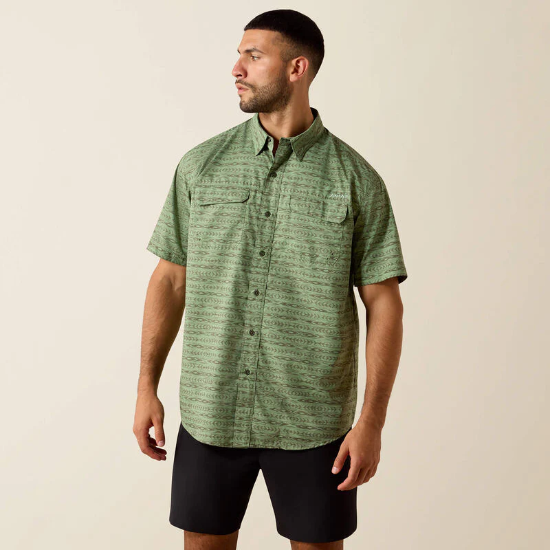 Ariat Men's Printed Venttek Outbound Short Sleeve Shirt - Green