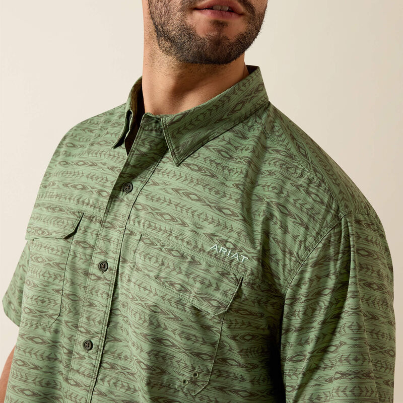 Ariat Men's Printed Venttek Outbound Short Sleeve Shirt - Green - Image 4