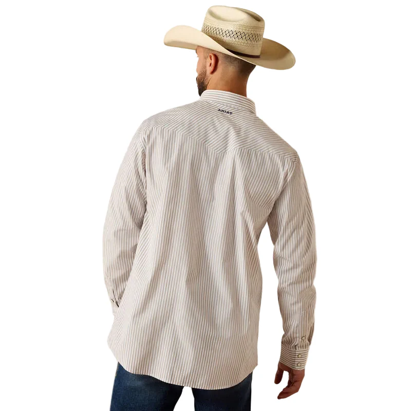 Ariat Men's Pro Series Frasier Fitted Snap Shirt - Roasted Cashew Stripe - Image 2