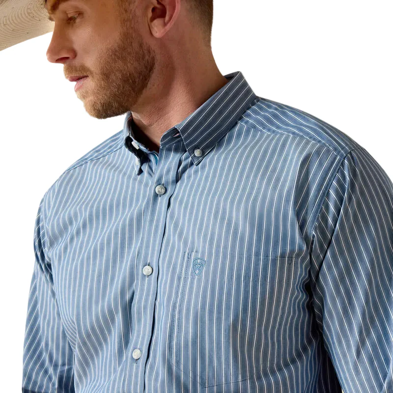 Ariat Men's Pro Series Judah Fitted Long Sleeve Shirt - Poseidon Stripe - Image 3