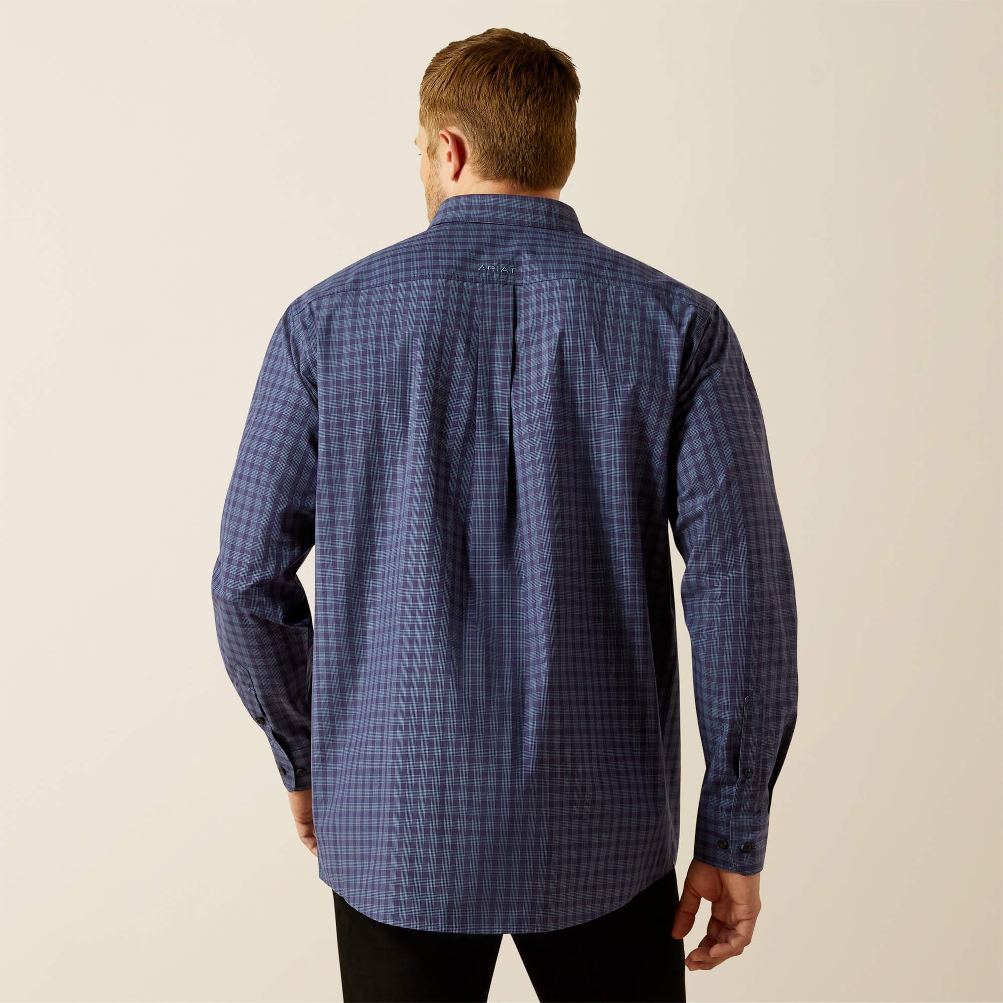Ariat Men's Pro Series Tate Classic Fit Long Sleeve Shirt - Navy - Image 2