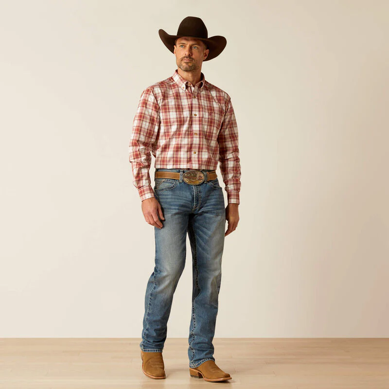 Ariat Men's Pro Sonny Classic Fit Long Sleeve Shirt - Red - Image 4
