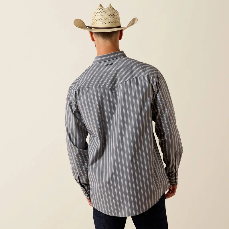 Ariat Men's Pro Theron Long Sleeve Snap Shirt- Gray Stripe - Image 2