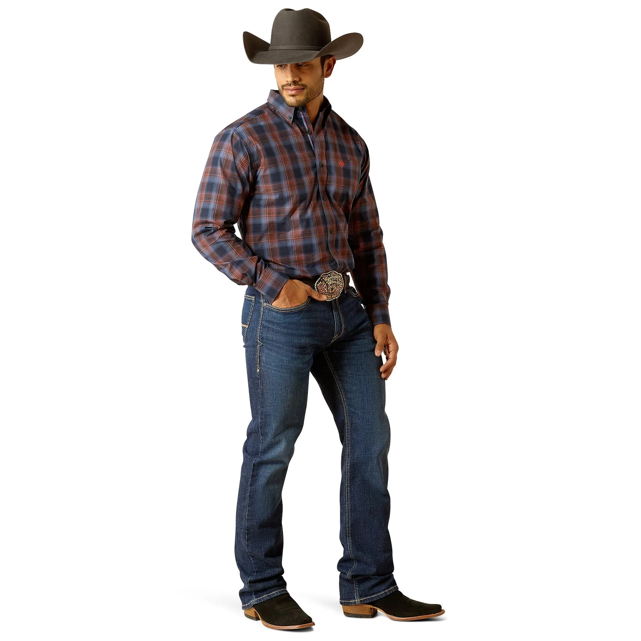 Ariat Men's Pro Tyler Classic Fit Shirt Long Sleeve Shirt - Dark Navy - Image 3