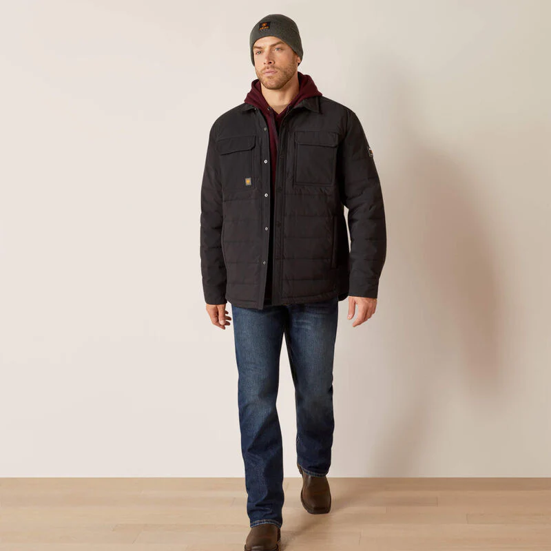 Ariat Men's Rebar Cordura Ripstop Insulated Shirt Jacket - Black - Image 3