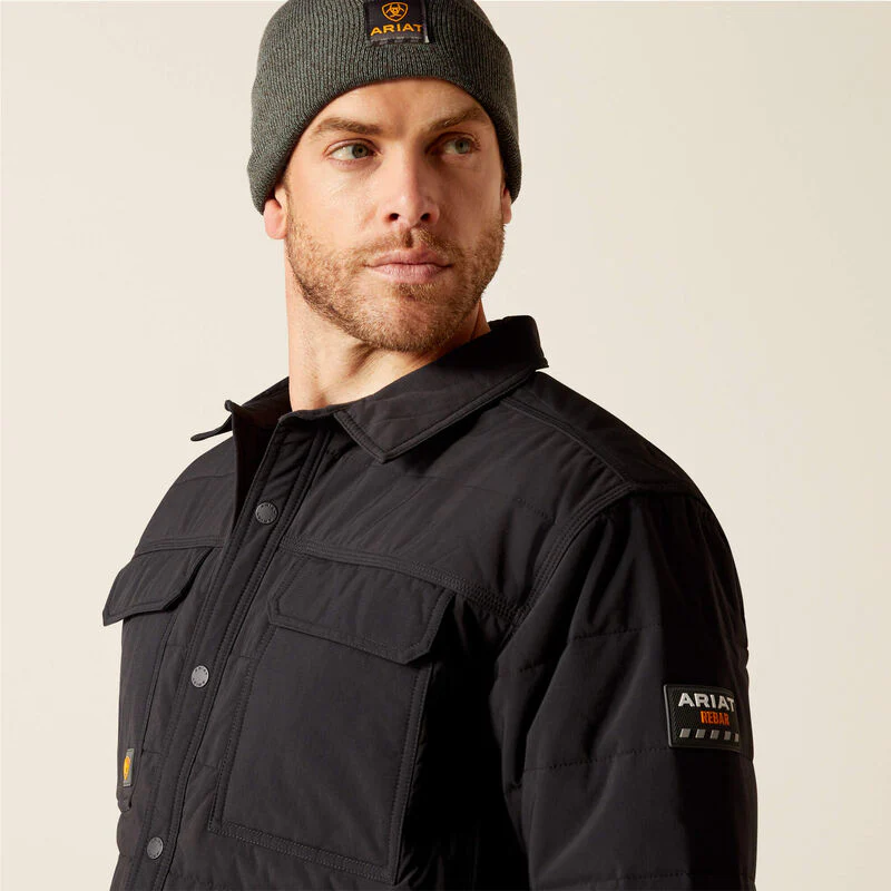 Ariat Men's Rebar Cordura Ripstop Insulated Shirt Jacket - Black - Image 4