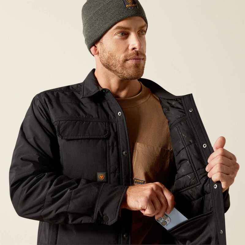 Ariat Men's Rebar Cordura Ripstop Insulated Shirt Jacket - Black - Image 5