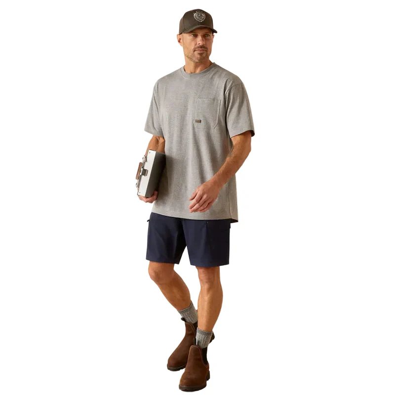 Ariat Men's Rebar Cotton Strong Burning Rubber Shirt - Heather Grey - Image 3