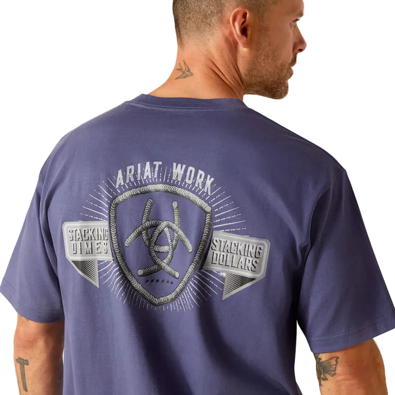 Ariat Men's Rebar Cotton Strong Stacking Dimes Shirt - Blue Indigo - Image 5