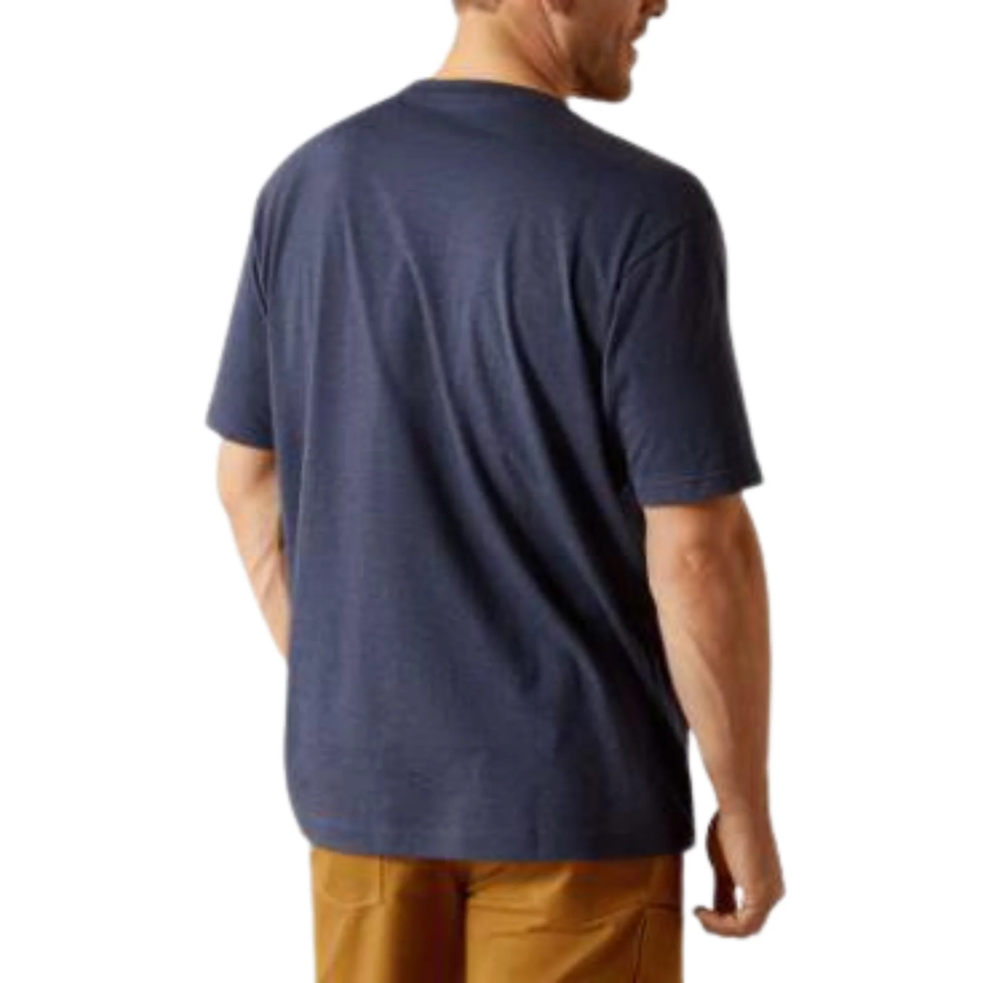 Ariat Men's Rebar Cotton Strong Standard Short Sleeve Tee Shirt-Navy Heather - Image 2