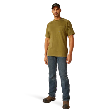 Ariat Men's Rebar Cotton Strong T-Shirt - Lichen Heather - Image 4
