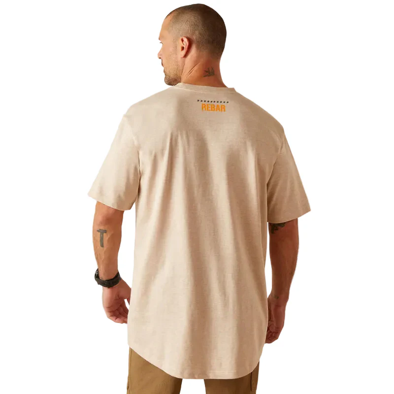 Ariat Men's Rebar Cotton Strong T-Shirt - Oat Heather - Image 2