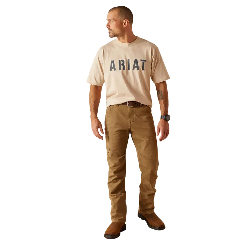 Ariat Men's Rebar Cotton Strong T-Shirt - Oat Heather - Image 3