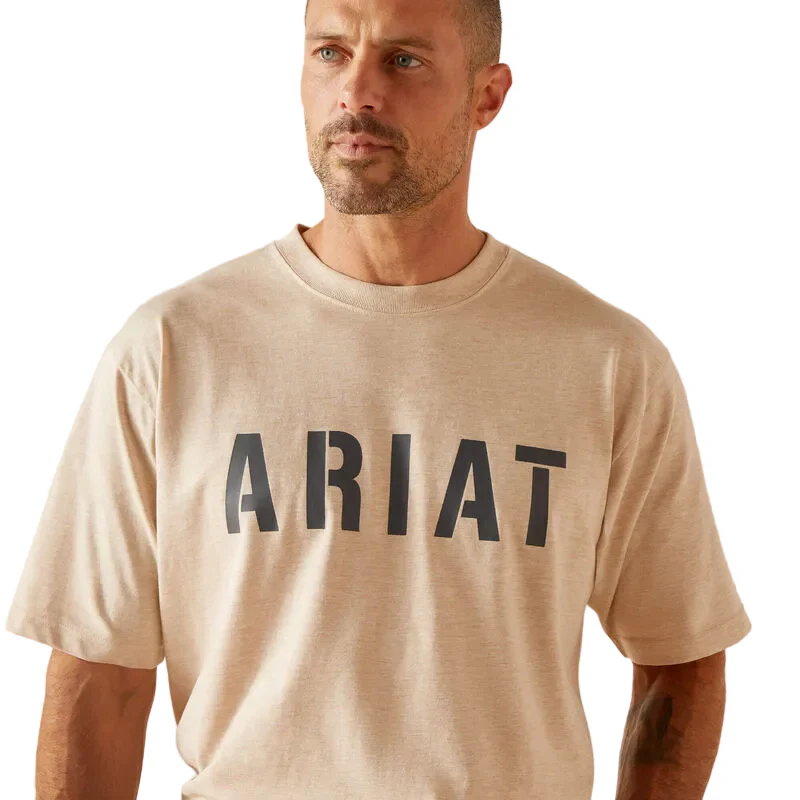 Ariat Men's Rebar Cotton Strong T-Shirt - Oat Heather - Image 4
