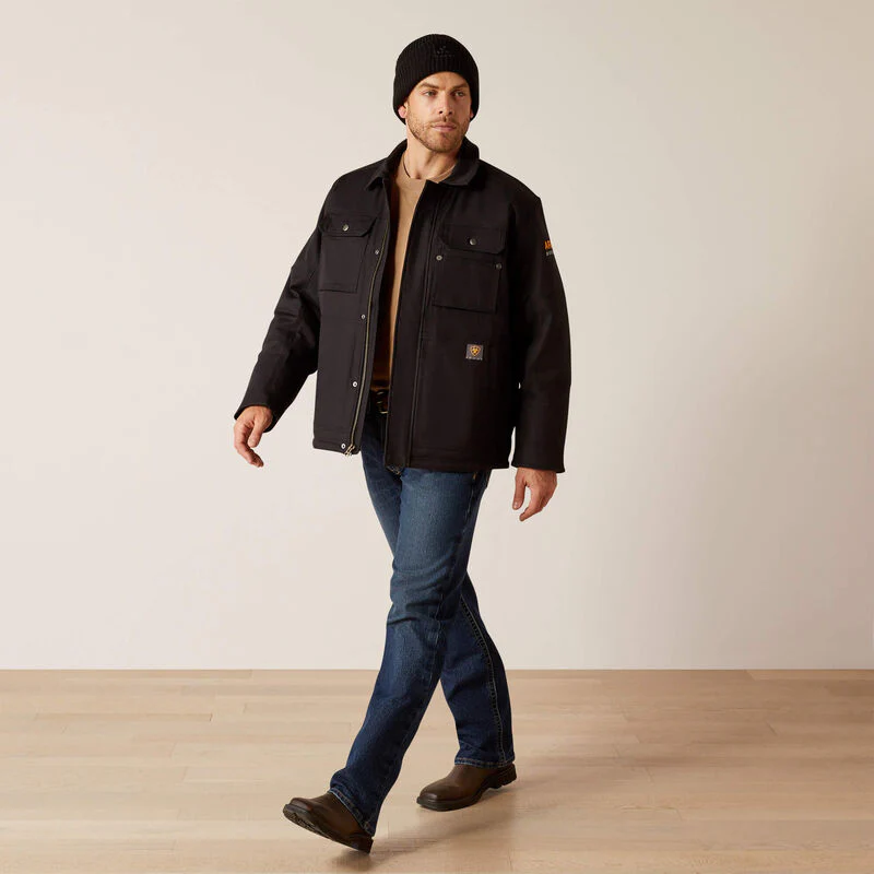 **Ariat Men's Rebar DuraCanvas Sherpa Lined Jacket - Black - Image 3