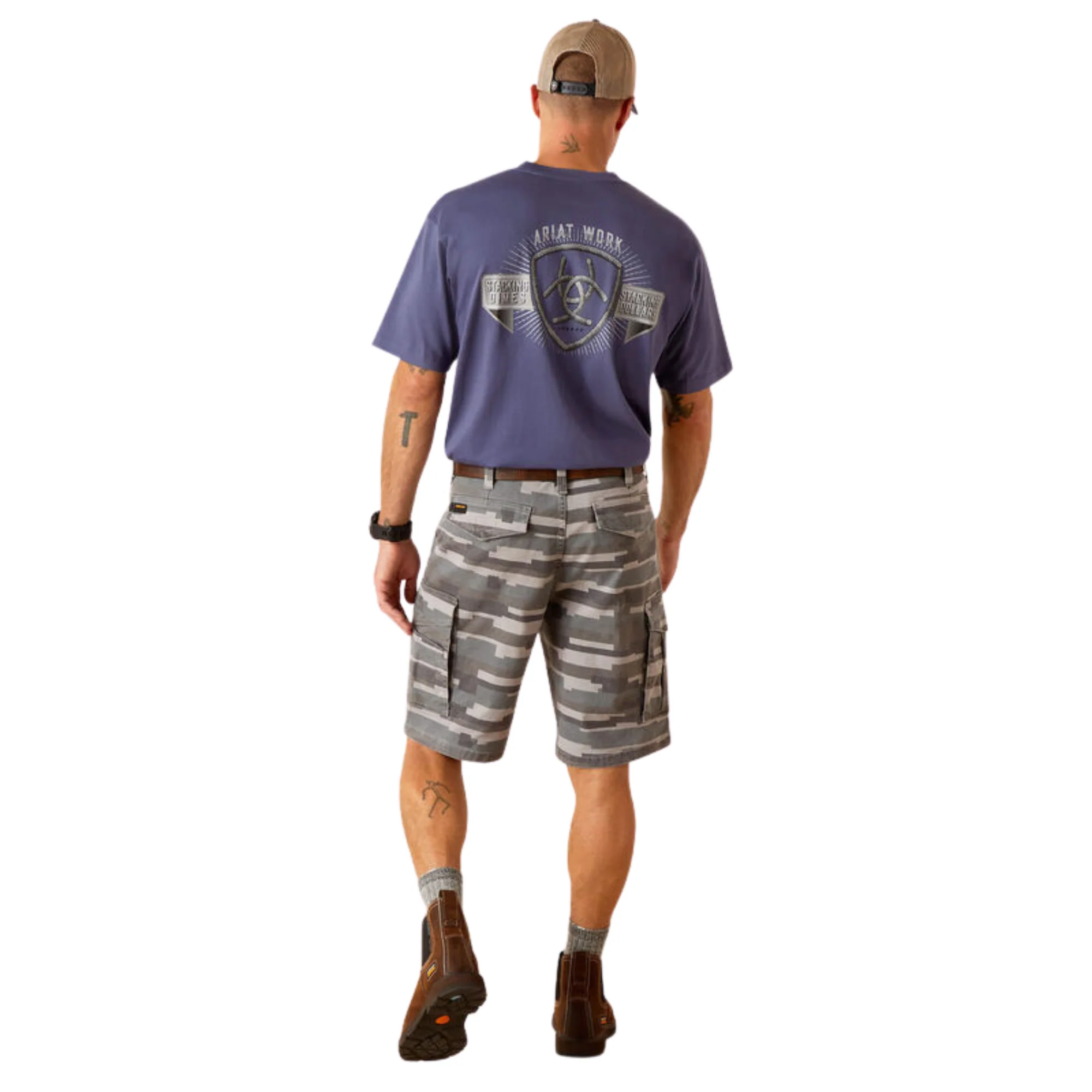Ariat Men's Rebar DuraStretch Made Tough Cargo Shorts - Rebar Grey Masonry Camo - Image 2
