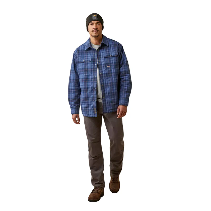 Ariat Men's Rebar Flannel Insulated Shirt Jacket  Coastal Blue Plaid - Image 3