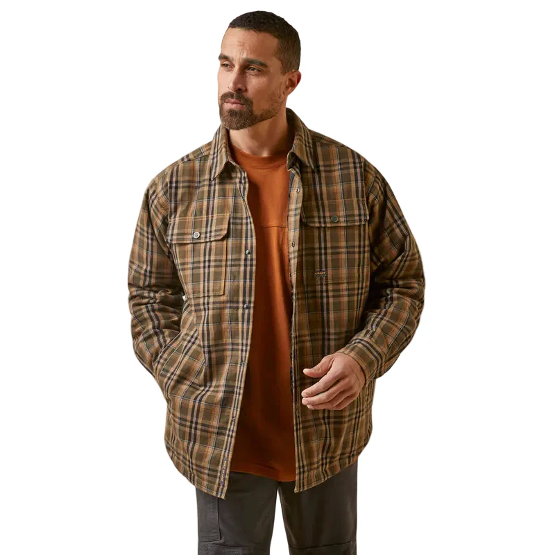 Ariat Men's Rebar Flannel Insulated Shirt Jacket Wren Plaid