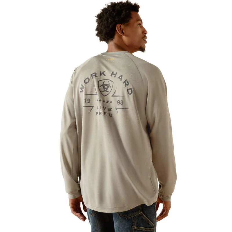 Ariat Men's Rebar Heat Fighter Work Hard Long Sleeve Tee Shirt - Assorted Colours - Image 4