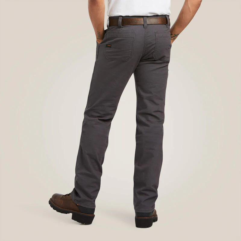 **Ariat Men's Rebar M4 Low Rise DuraStretch Made Tough Double Front Stackable Straight Leg Pant - Rebar Grey - Image 3