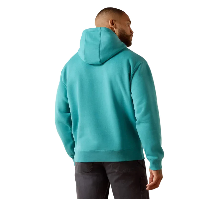 Ariat Men's Rebar Lightweight Logo Hoodie - Teal/Micro Chip - Image 2