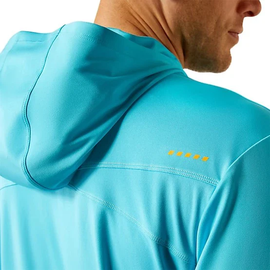Ariat Men's Rebar Long Sleeve Sunblocker Hooded Tee Shirt- Blue Atoll - Image 8