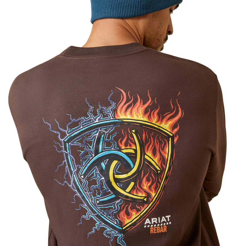 Ariat Men's Rebar LS Cotton Strong Shock Fire - Coffee Bean - Image 3