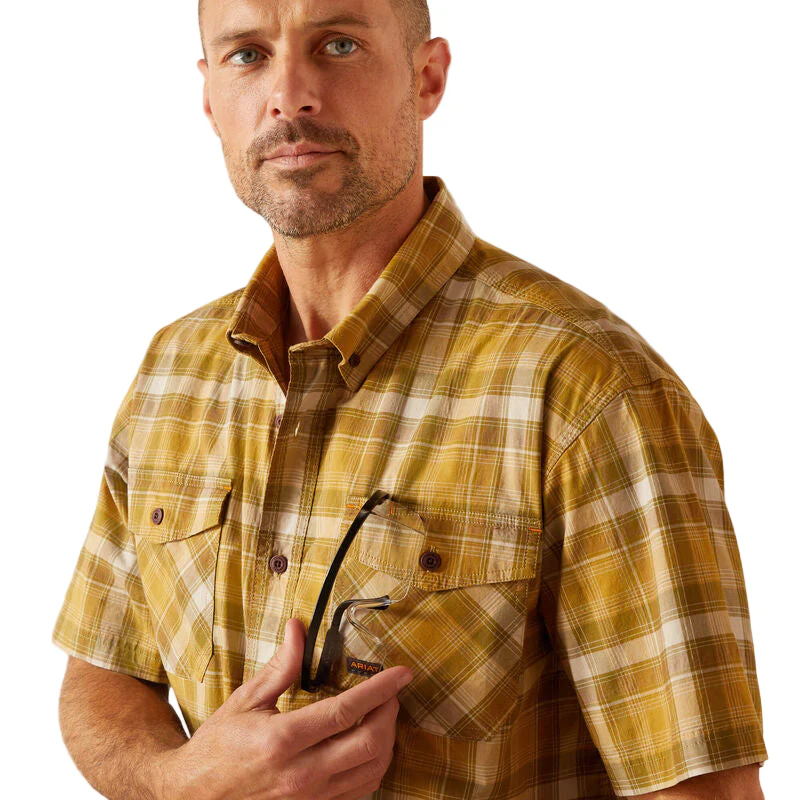 Ariat Men's Rebar Made Tough DuraStretch Work Shirt - Dried Tobacco Plaid - Image 4