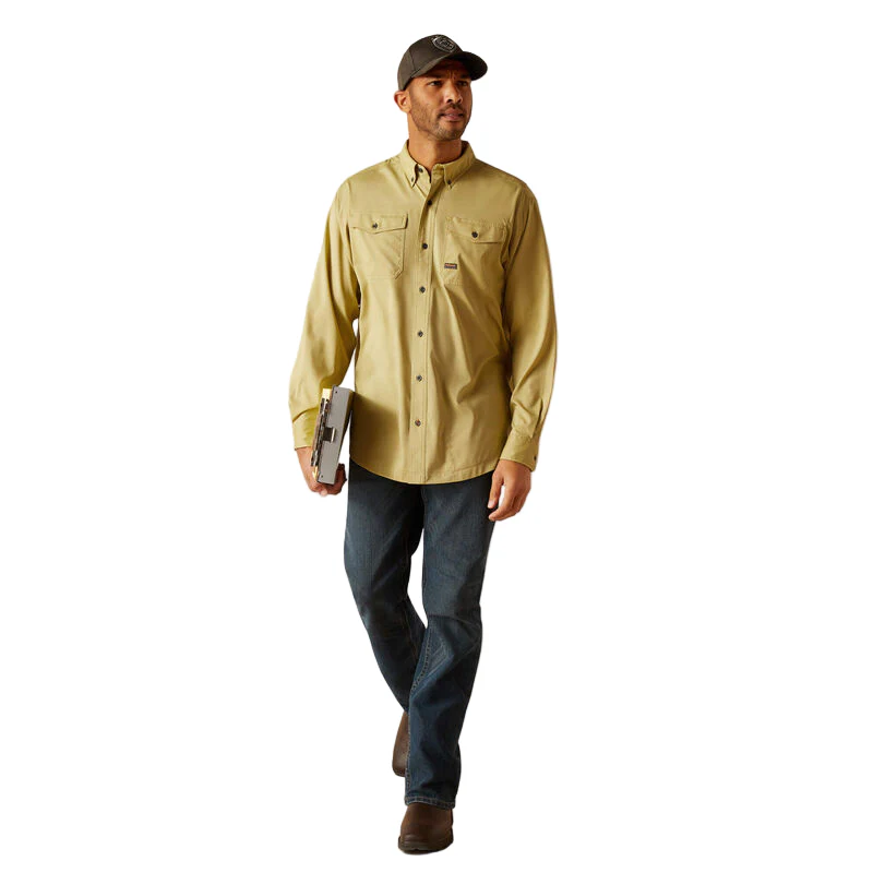 Ariat Men's Rebar Made Tough VentTEK DuraStretch Work Shirt - Peatmoss Heather - Image 3