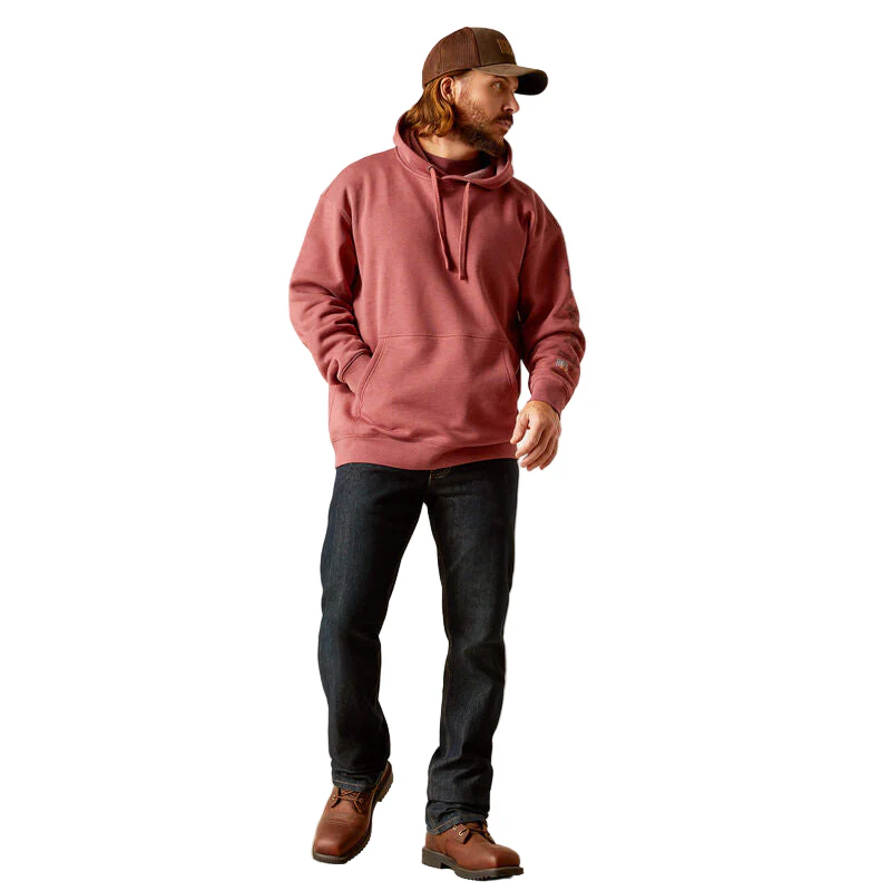 Ariat Men's Rebar Roughneck Pullover Hoodie - Roan Rouge Heather - Image 2