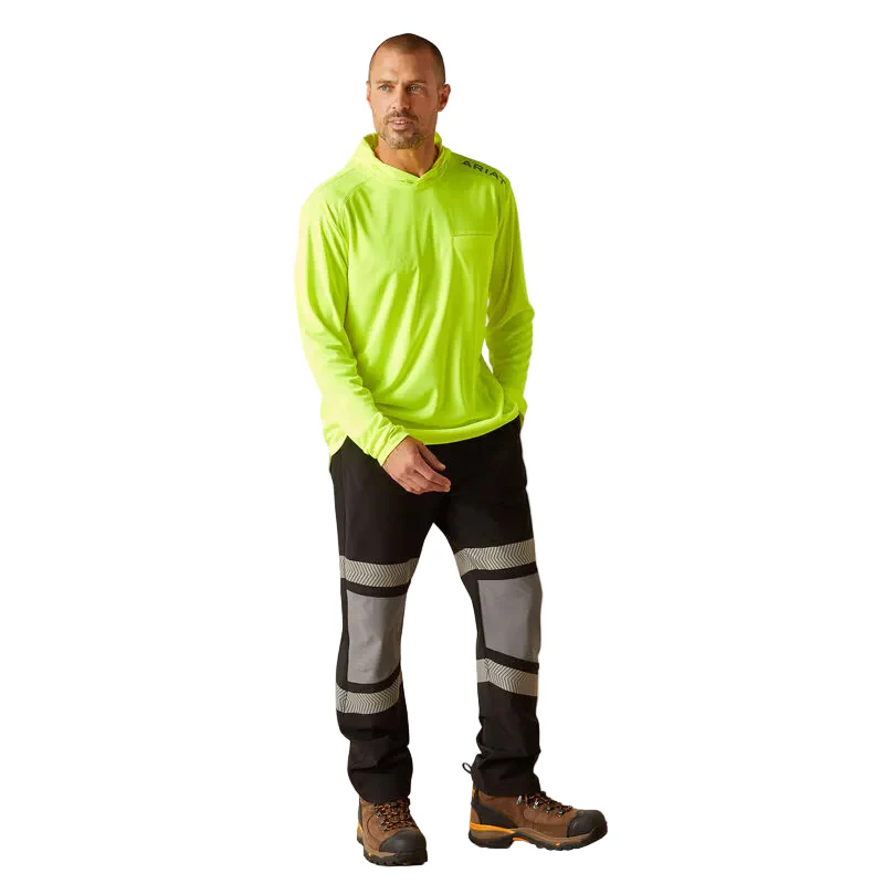 Ariat Men's Rebar Sunblocker Hooded T-Shirt - Safety Yellow - Image 3