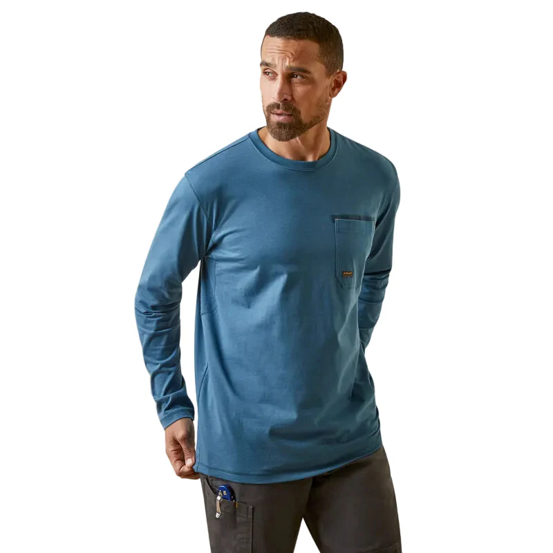 Ariat Men's Rebar Workman Blueprint Long Sleeve Shirt - Indian Teal