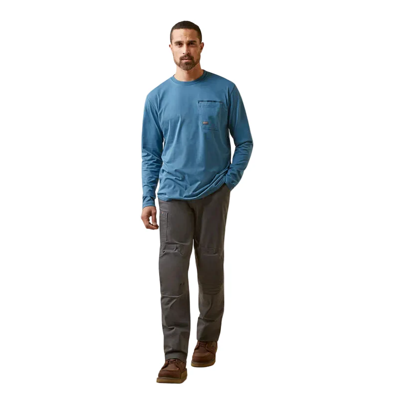 Ariat Men's Rebar Workman Blueprint Long Sleeve Shirt - Indian Teal - Image 3