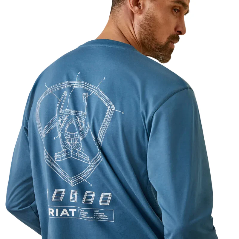 Ariat Men's Rebar Workman Blueprint Long Sleeve Shirt - Indian Teal - Image 6
