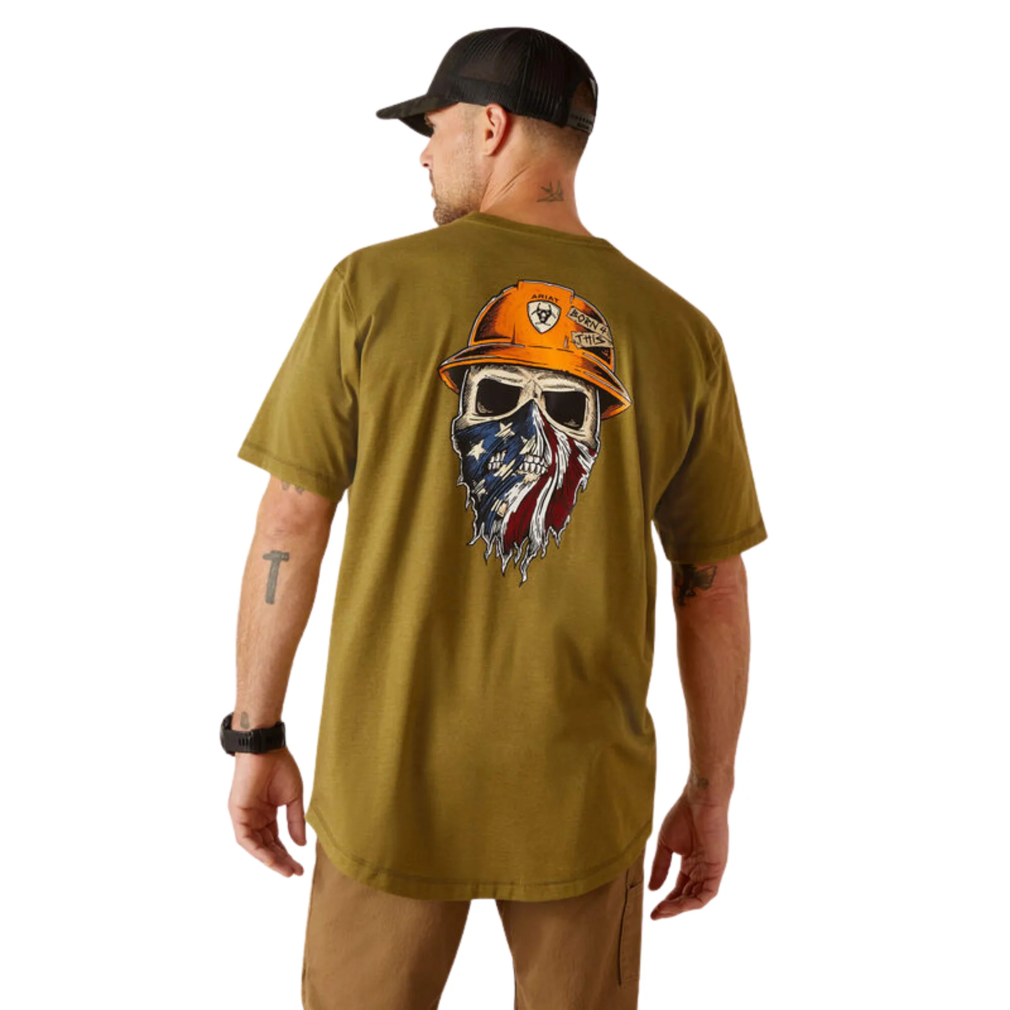 Ariat Men's Rebar Workman Born T-Shirt - Lichen Heather - Image 2