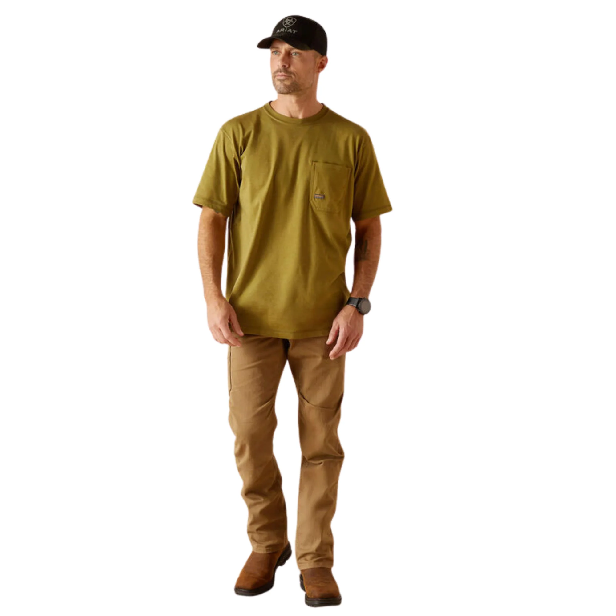 Ariat Men's Rebar Workman Born T-Shirt - Lichen Heather - Image 3