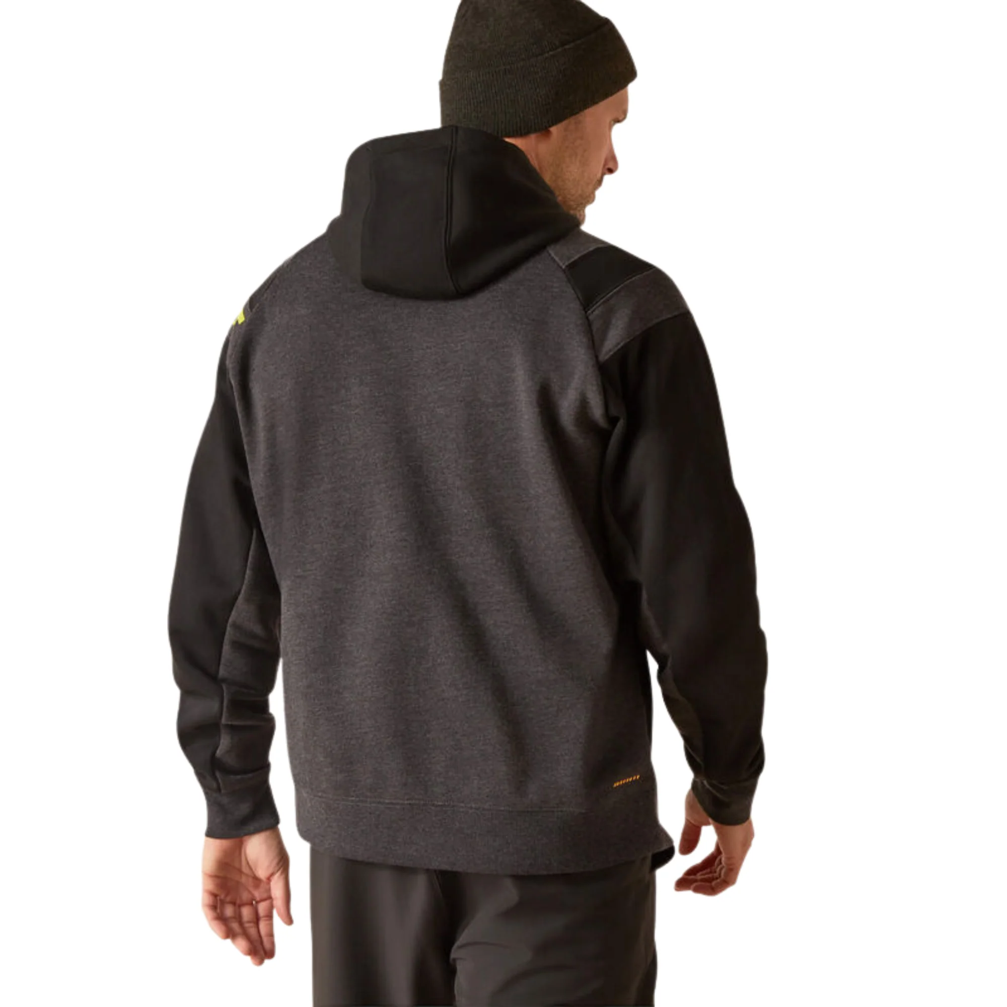 Ariat Men's Rebar Workman Color Block Logo Hoodie - Black/Charcoal Heather - Image 2
