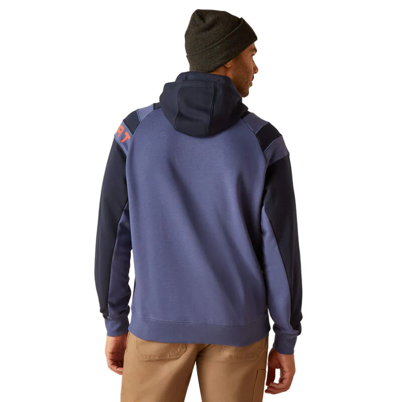 Ariat Men's Rebar Workman Color Block Logo Hoodie - Navy/Blue Indigo - Image 2